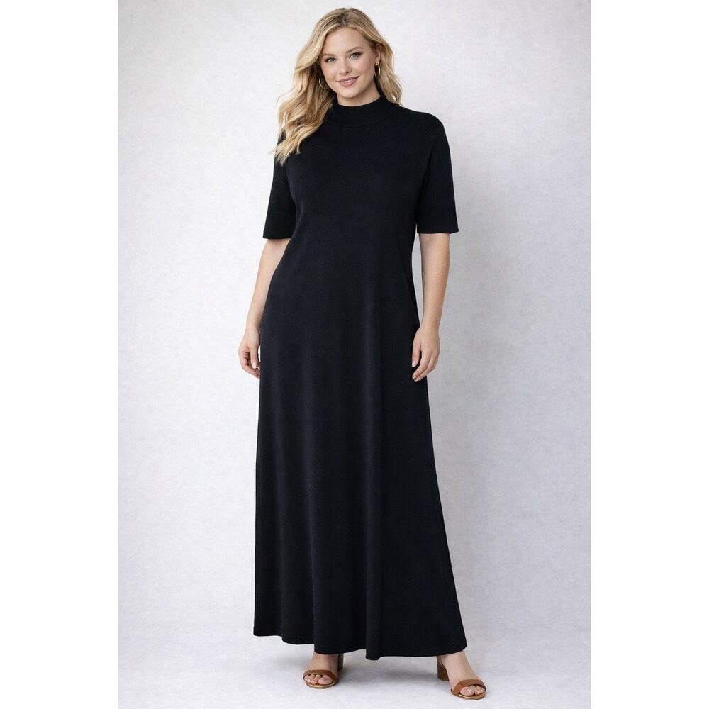 NINA CHARLES KASPER VTG BLACK WOOL Blend Bodycon FITTED WINTER DRESS Size LARGE
